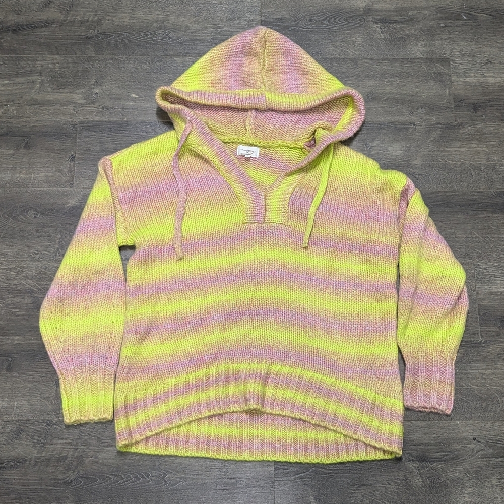 Lou & Grey Pink and Yellow Women's Hooded Sweater